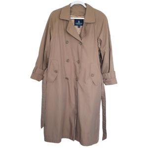 London Fog Trench Coat Womens Size 6P Petite Removable Lining Khaki Belted
